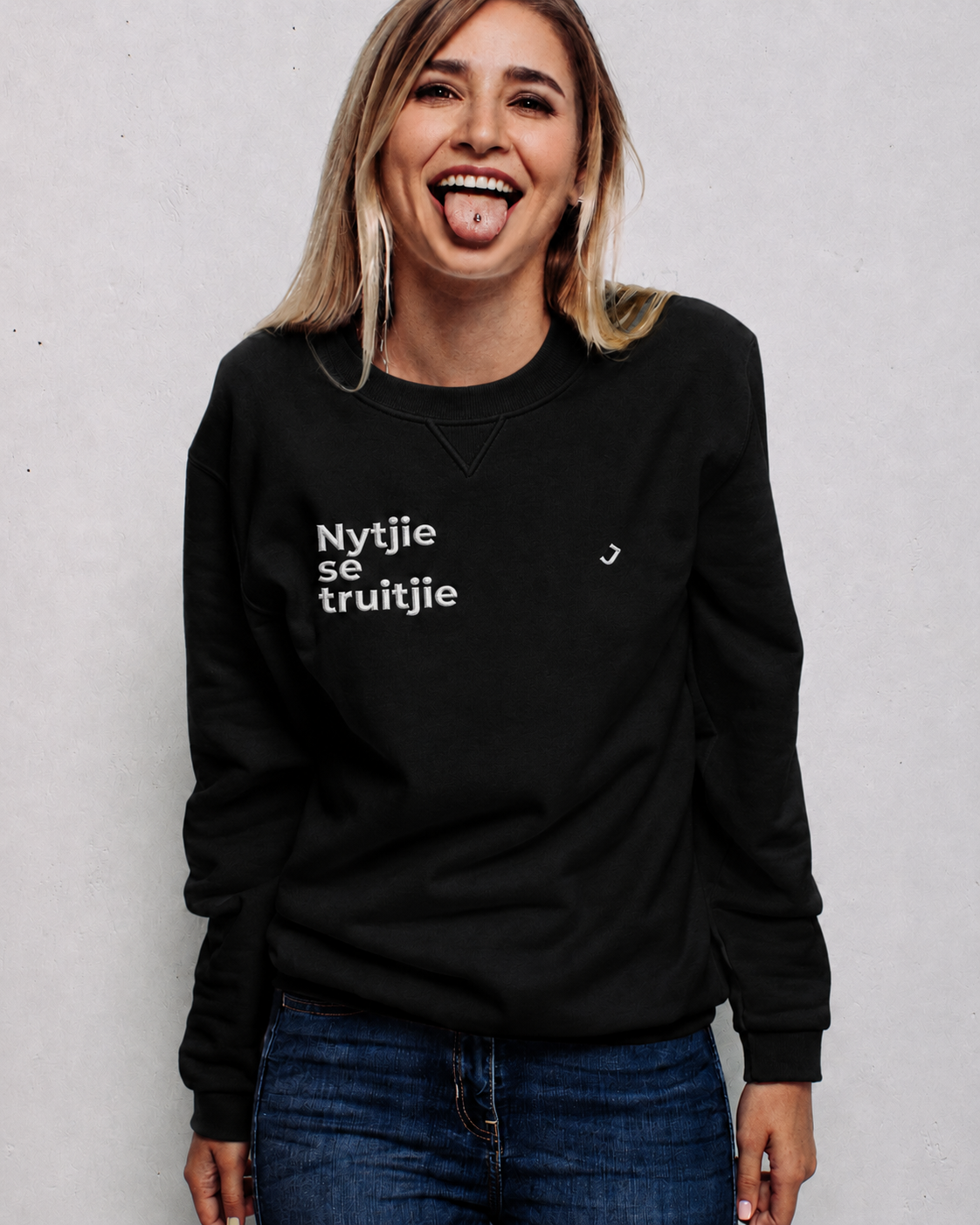 "Nytjie Se Truitjie Black" Crew Neck Sweater