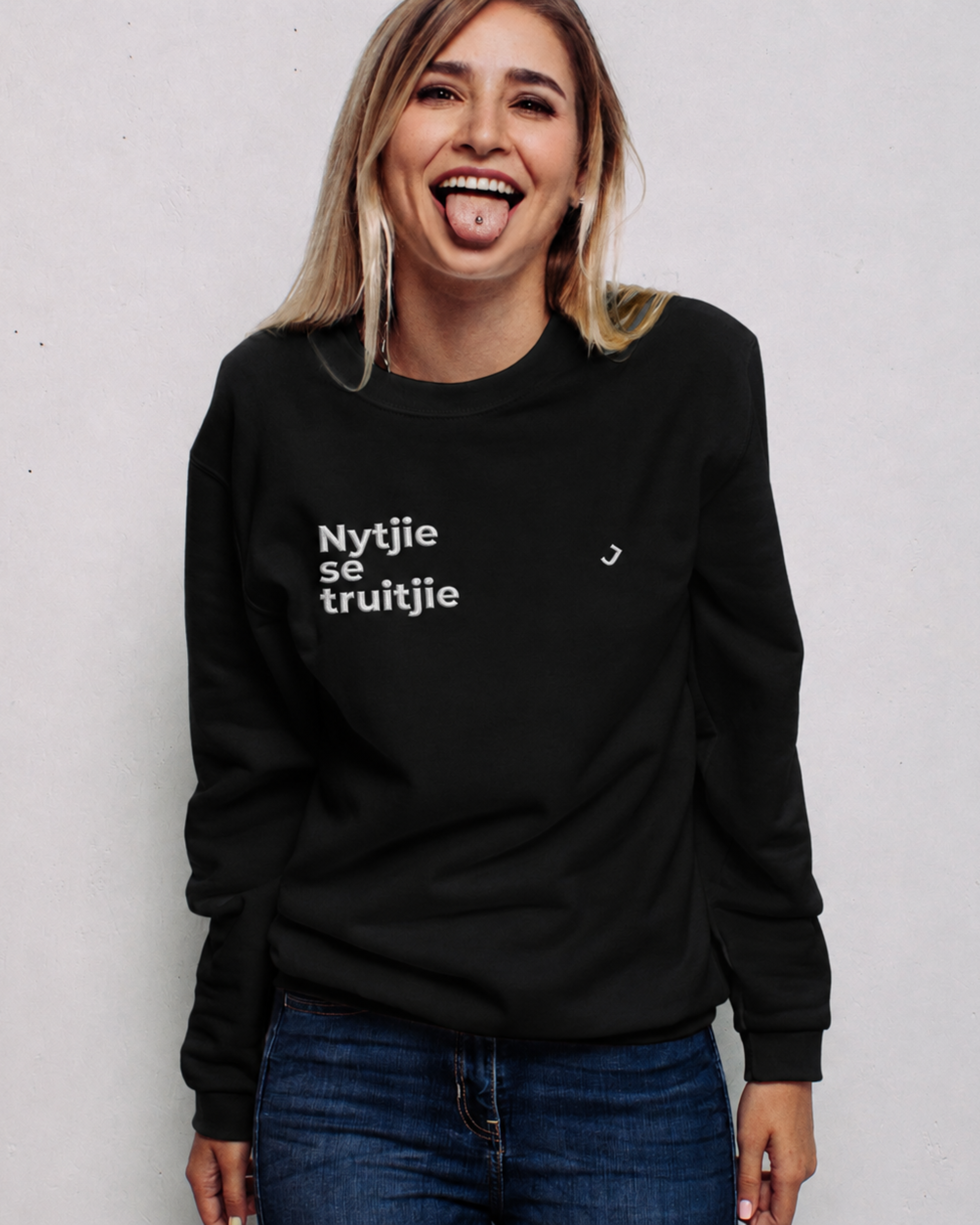"Nytjie Se Truitjie Black" Crew Neck Sweater