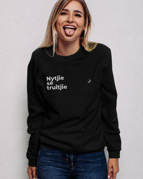 "Nytjie Se Truitjie Black" Crew Neck Sweater