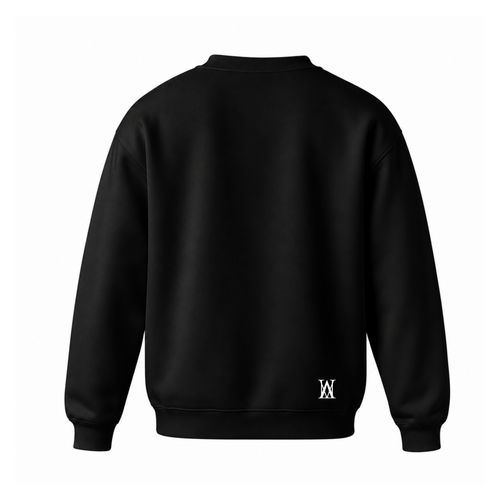 "Bag Head Cream" Crew Neck Sweater Black