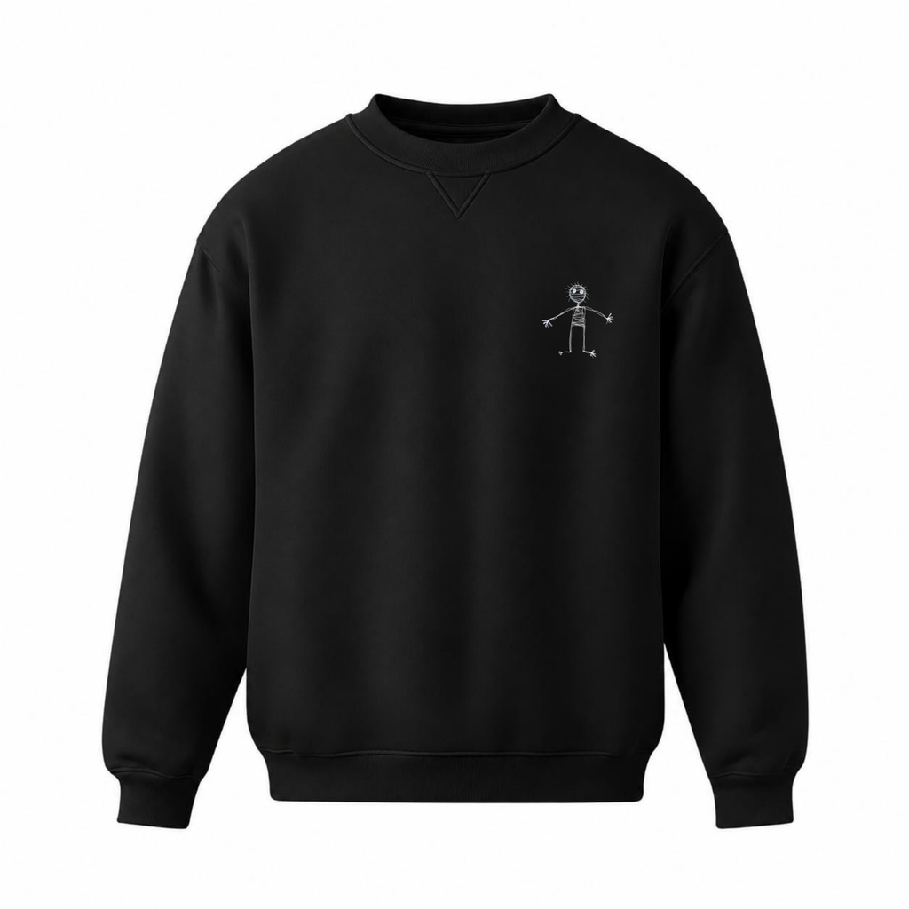 "Nudge Sketch" Crew Neck Sweater Black