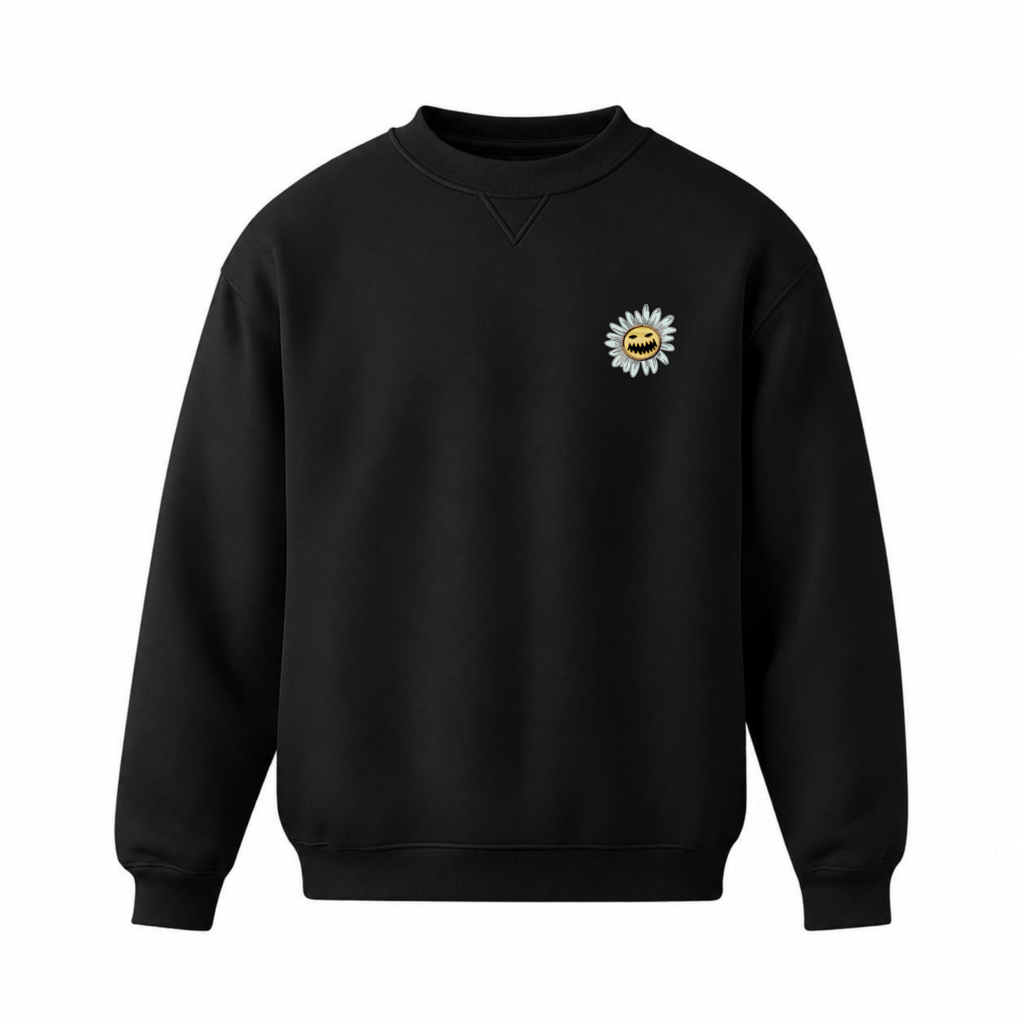 "Nightflower" Crew Neck Sweater Black